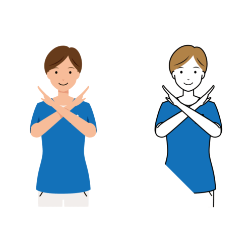 医療 イラスト - 看護師・女性・バツ・ポーズ・スクラブ・上半身