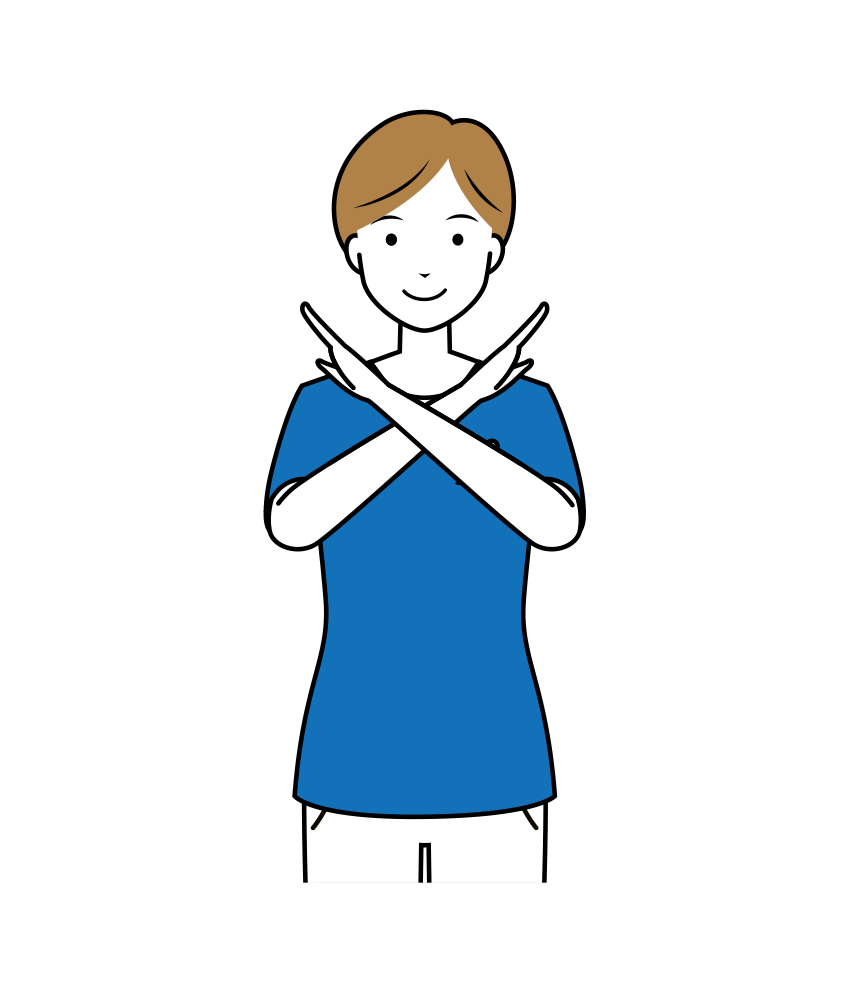 医療 イラスト - 看護師・女性・バツ・ポーズ・スクラブ・上半身