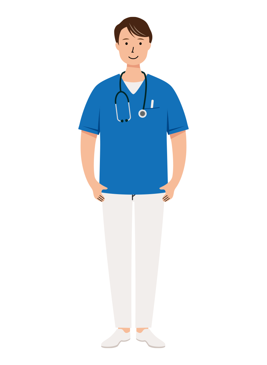 医療 イラスト - 看護師・男性・聴診器・スクラブ