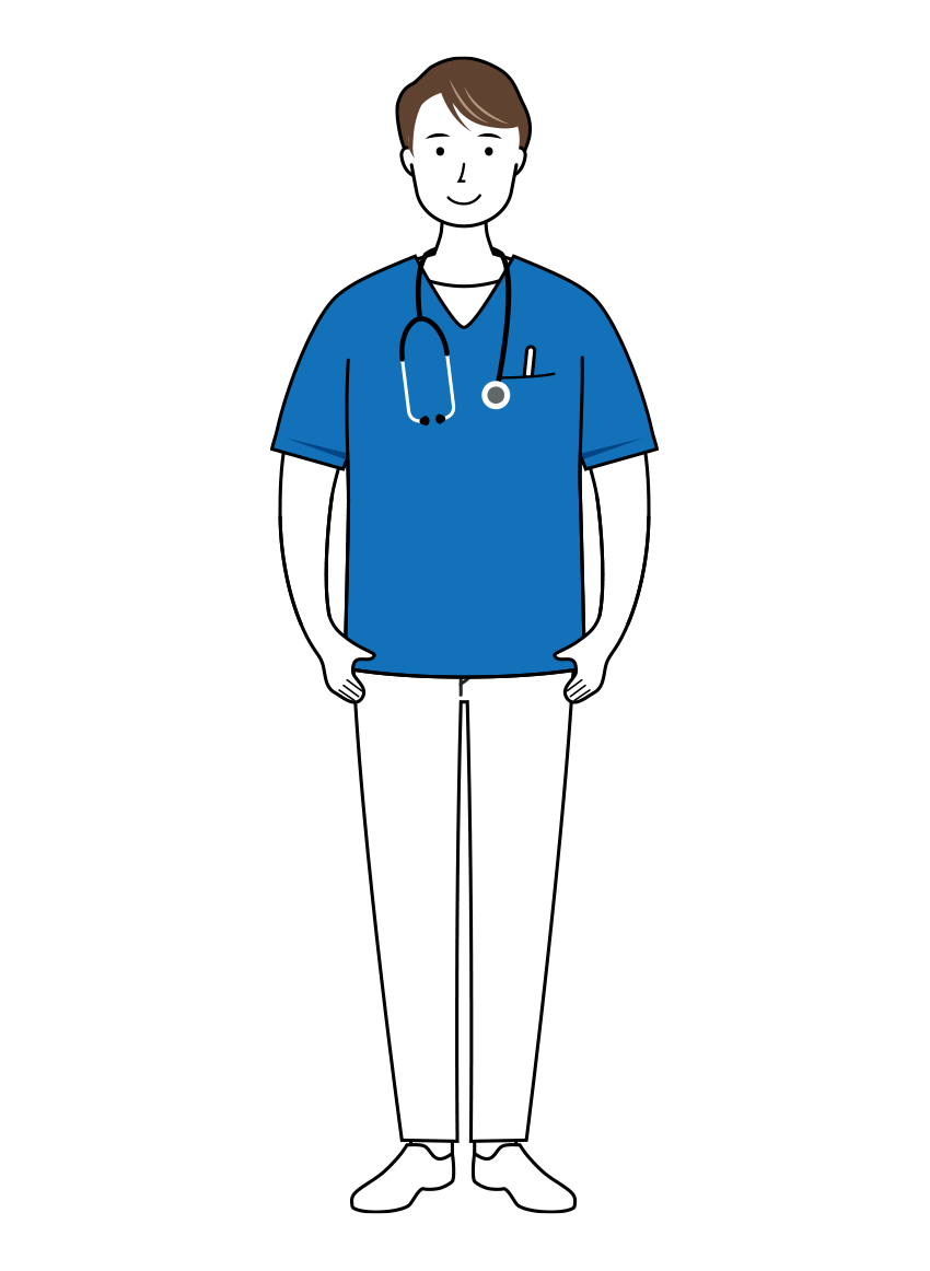 医療 イラスト - 看護師・男性・聴診器・スクラブ