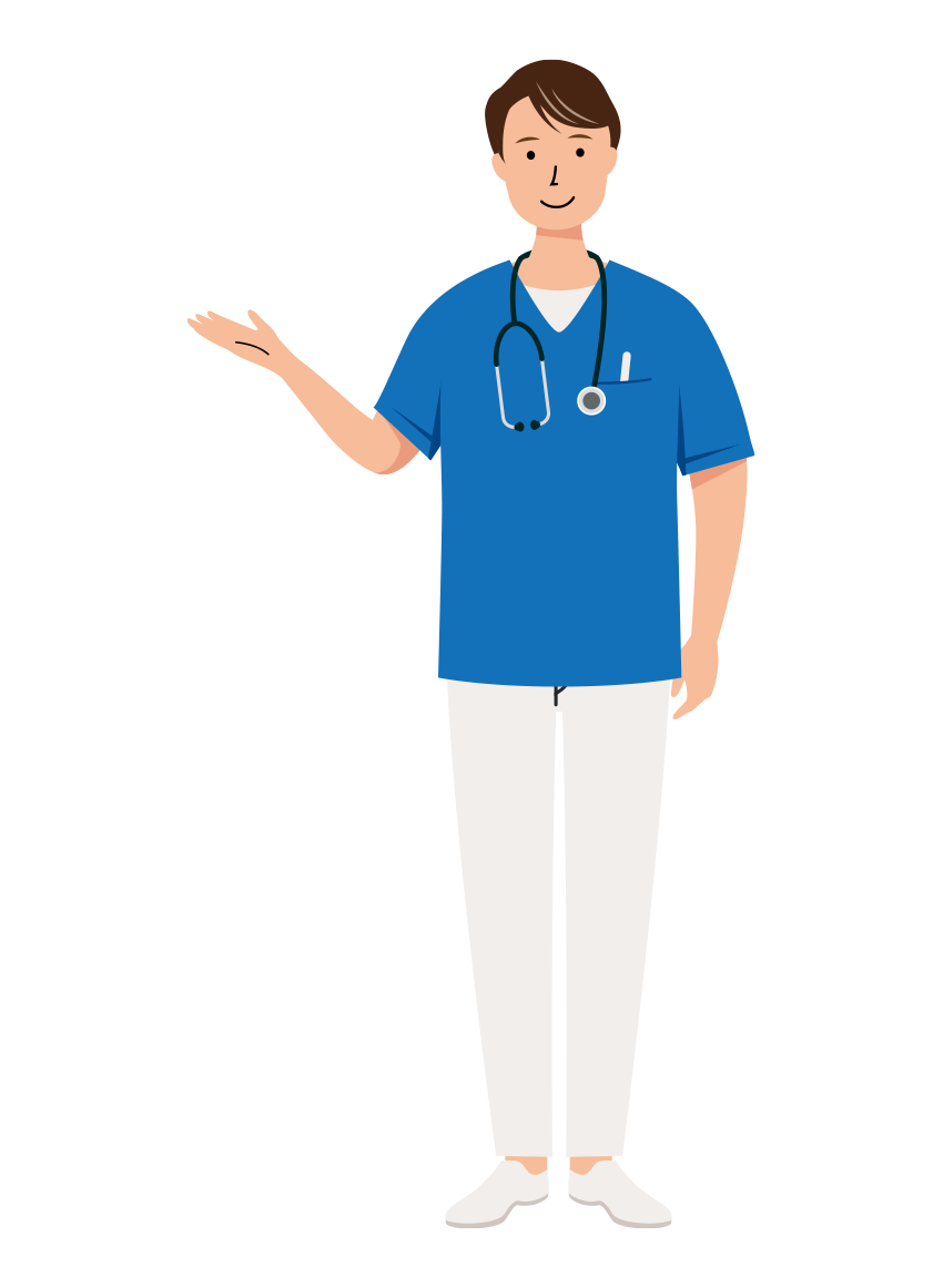 医療 イラスト - 看護師・男性・案内・スクラブ