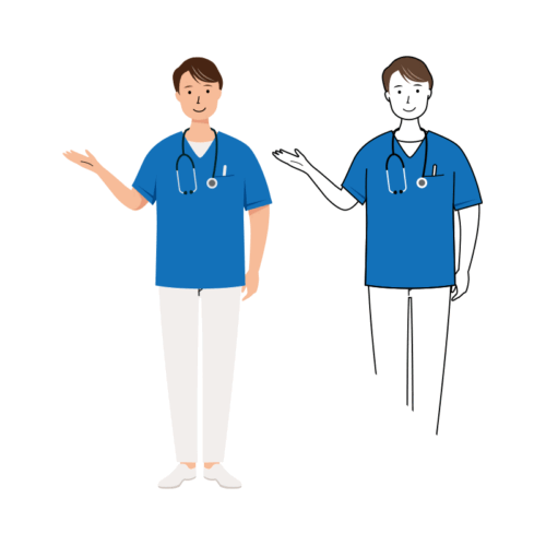 医療 イラスト - 看護師・男性・案内・スクラブ