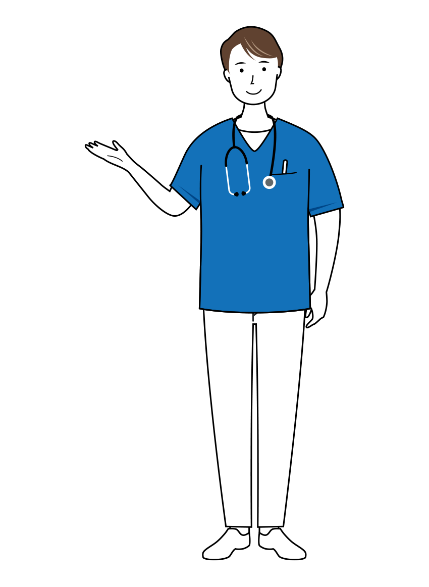 医療 イラスト - 看護師・男性・案内・スクラブ