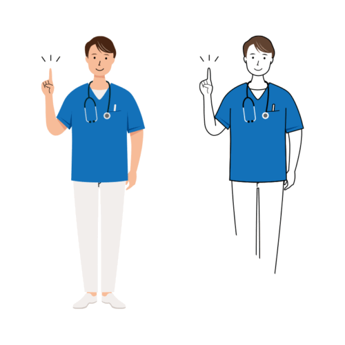医療 イラスト - 看護師・男性・アドバイス・スクラブ
