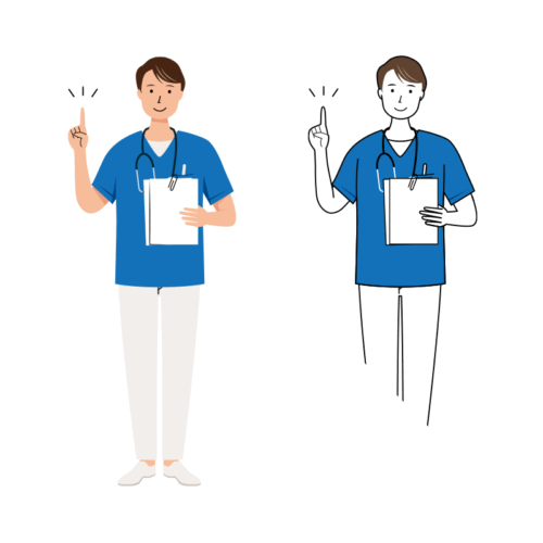 医療 イラスト - 看護師・男性・説明・スクラブ