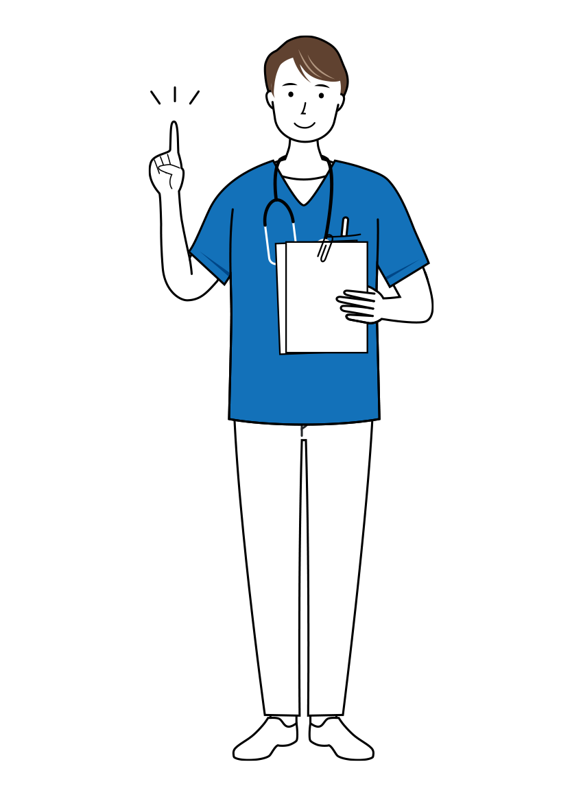 医療 イラスト - 看護師・男性・説明・スクラブ