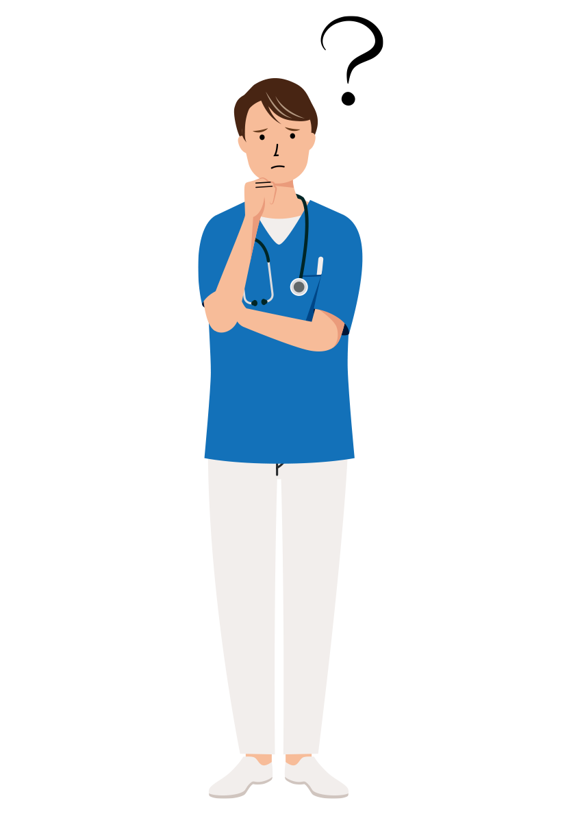 考え込んでいる男性看護師のイラスト
