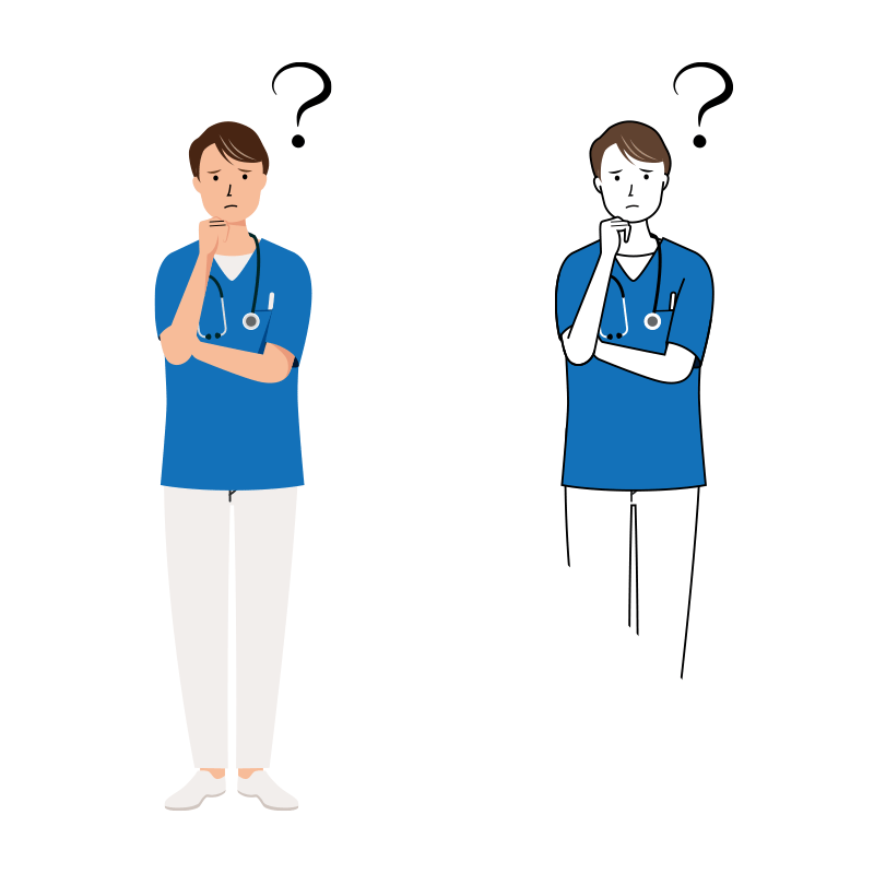 医療 イラスト - 看護師・男性・考える・スクラブ