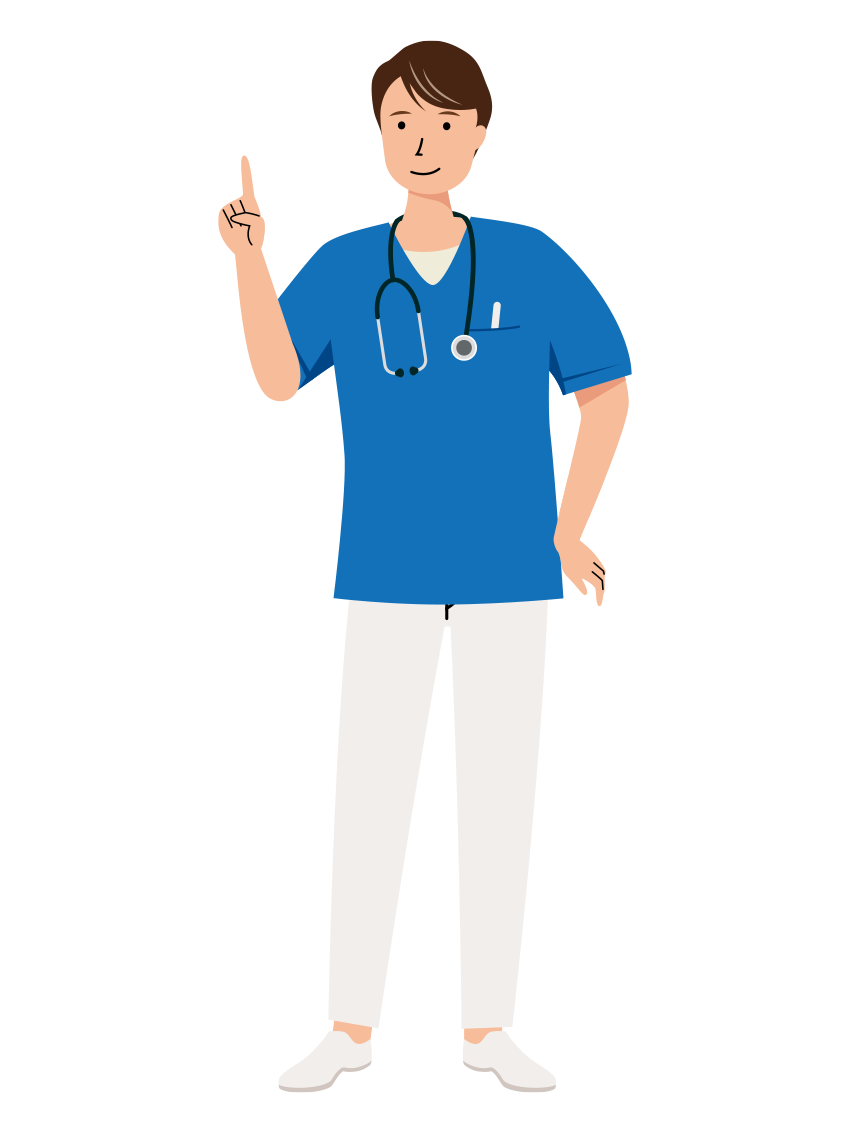 優しく指摘・アドバイスする男性看護師のイラスト