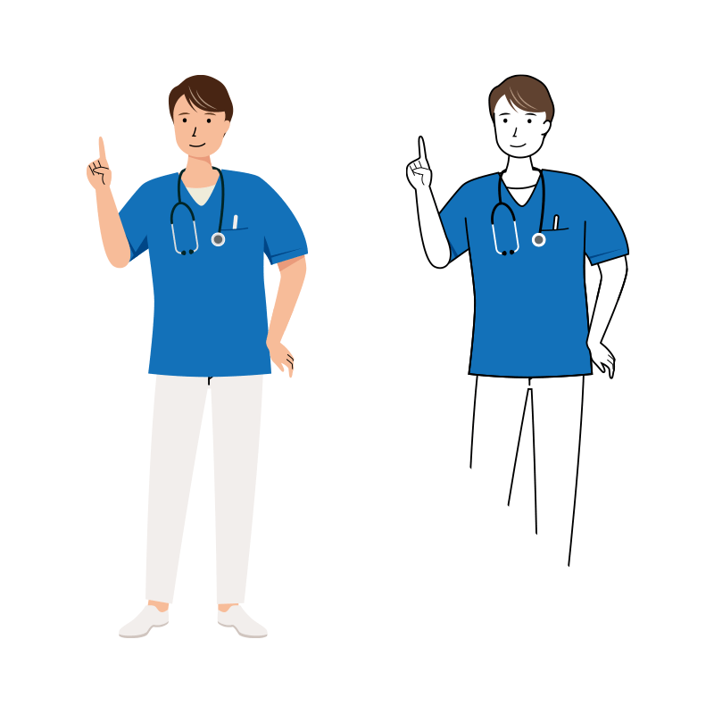 医療 イラスト - 看護師・男性・指摘・スクラブ