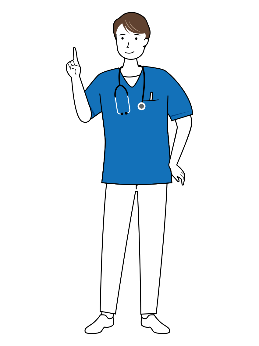 優しく指摘・アドバイスする男性看護師のイラスト