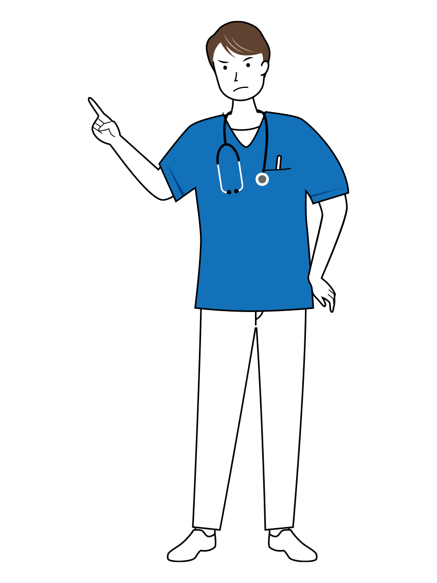 厳しく指摘をしている男性看護師のイラスト