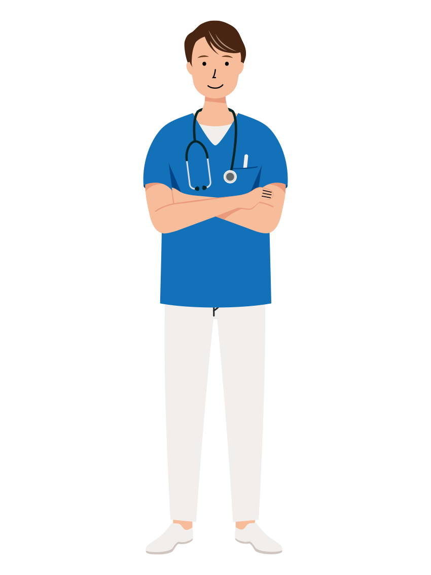 医療 イラスト - 看護師・男性・自信・スクラブ