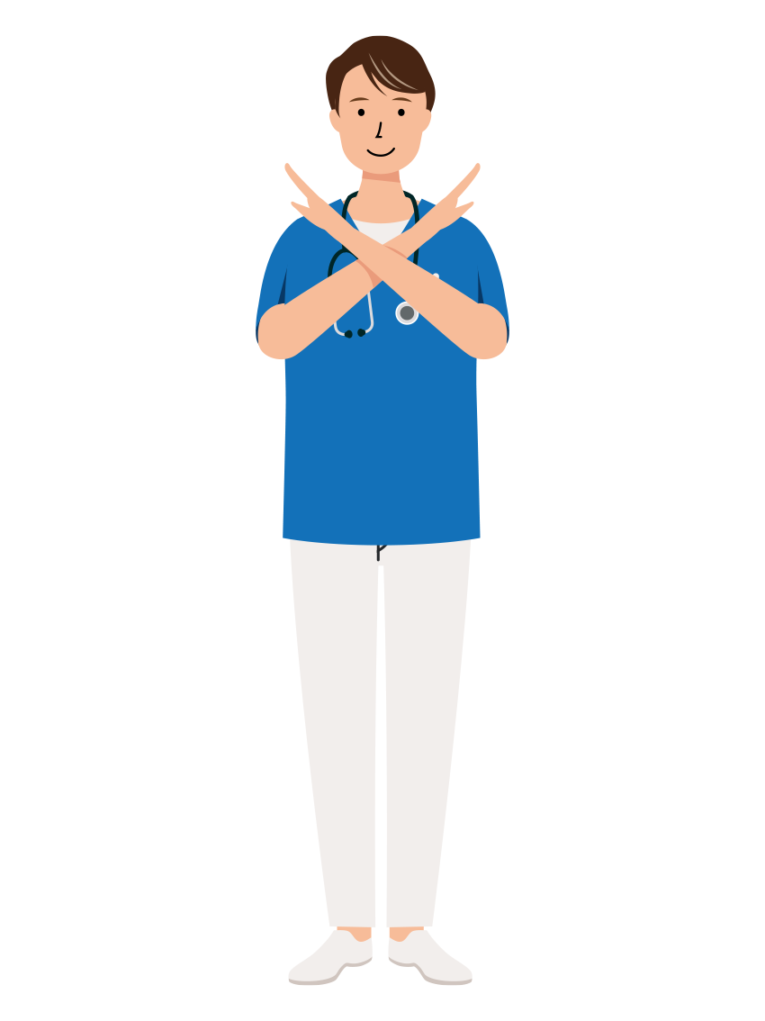 医療 イラスト - 看護師・男性・バツサイン・スクラブ