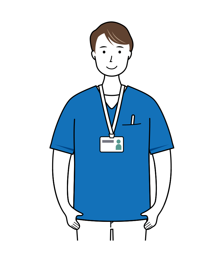 医療 イラスト - 看護師・男性・スクラブ・上半身