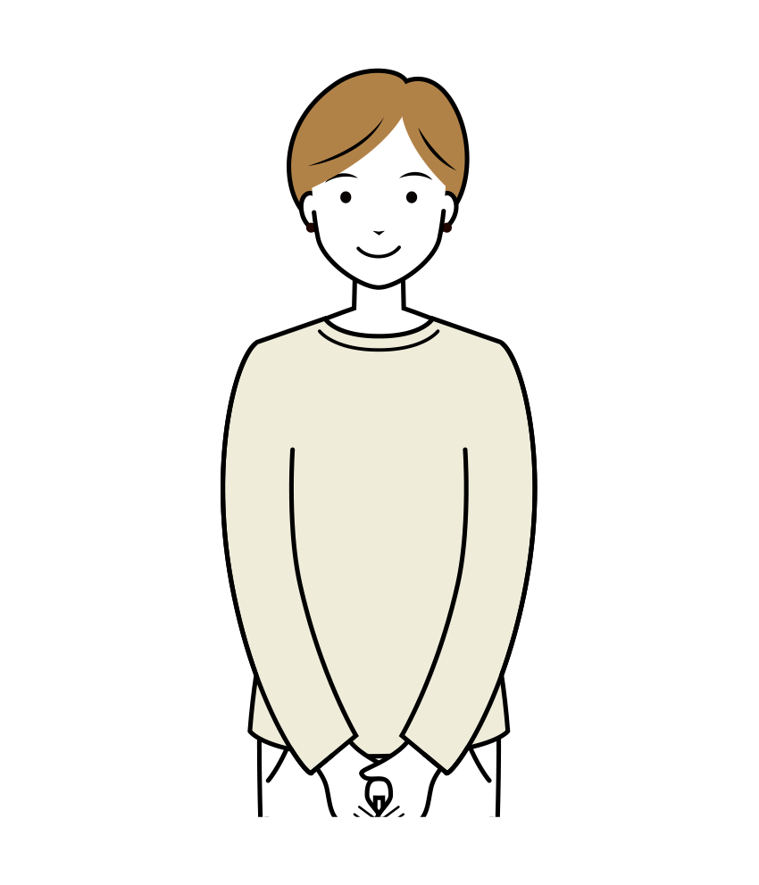 ショートヘアの女性のイラスト-上半身