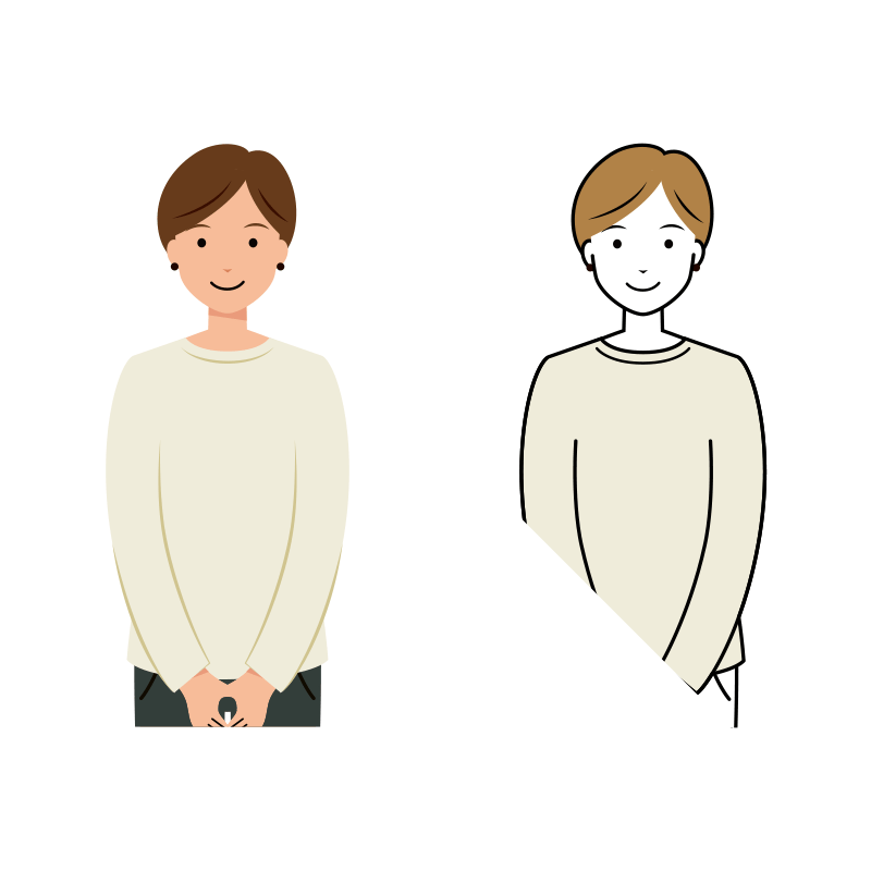 ショートヘアの女性のイラスト-上半身