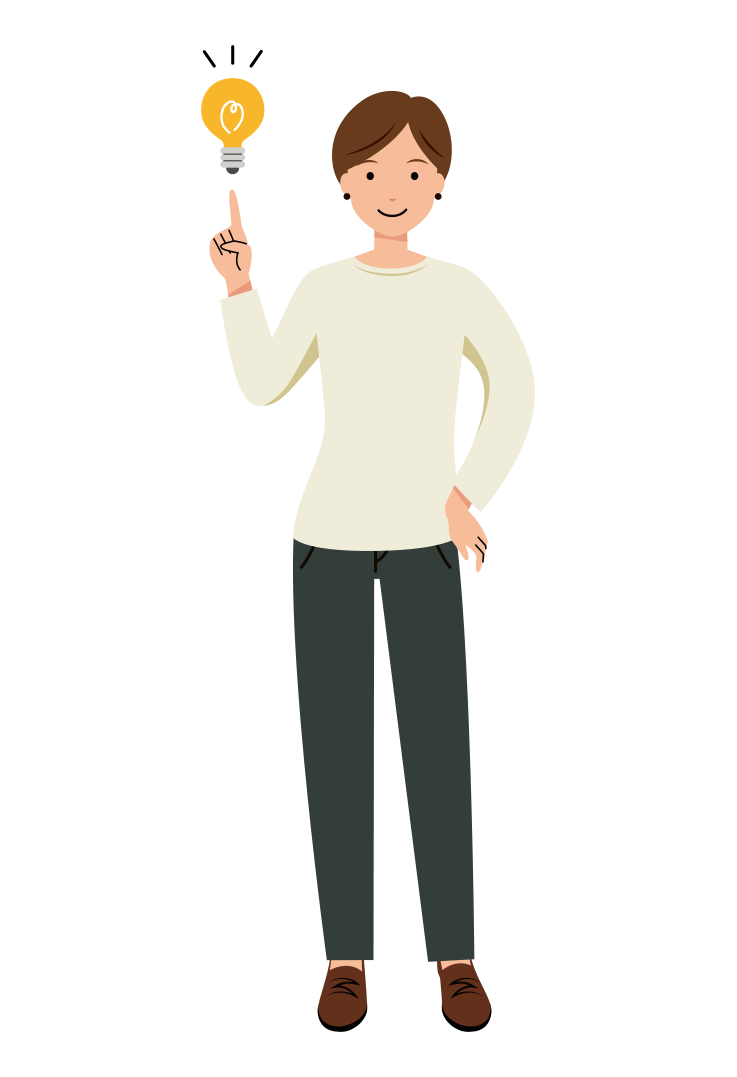 ひらめいたショートヘアの女性のイラスト