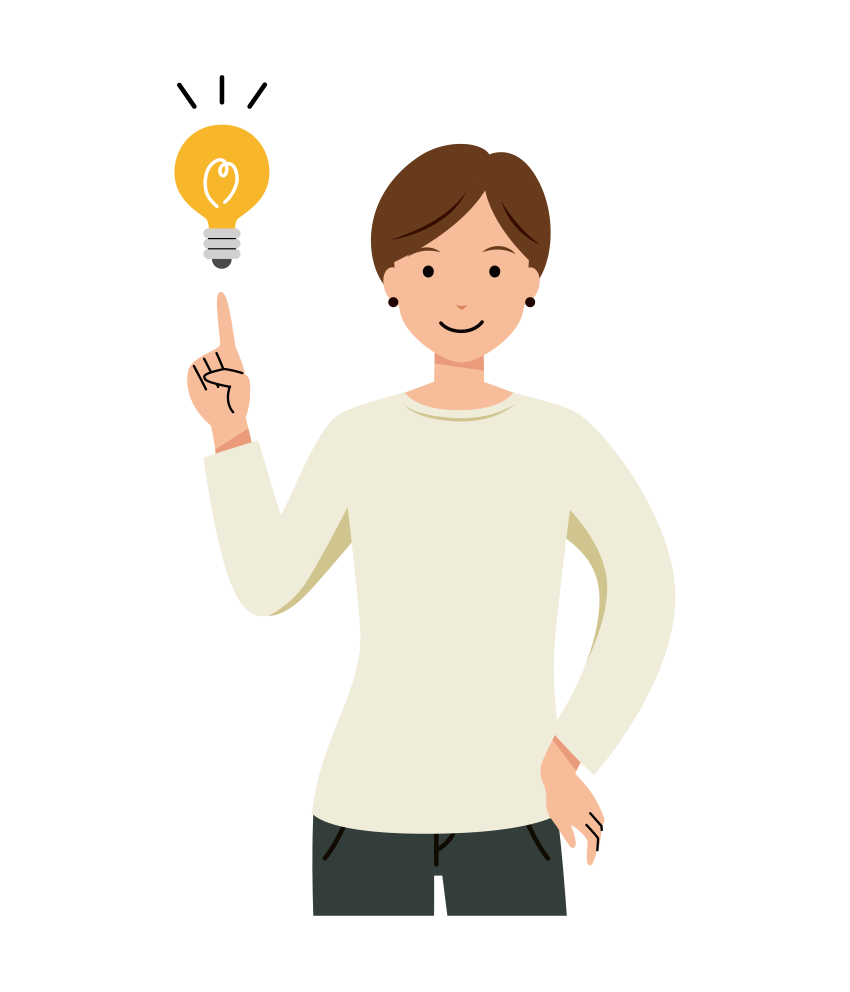 ひらめきをする女性のイラスト-上半身