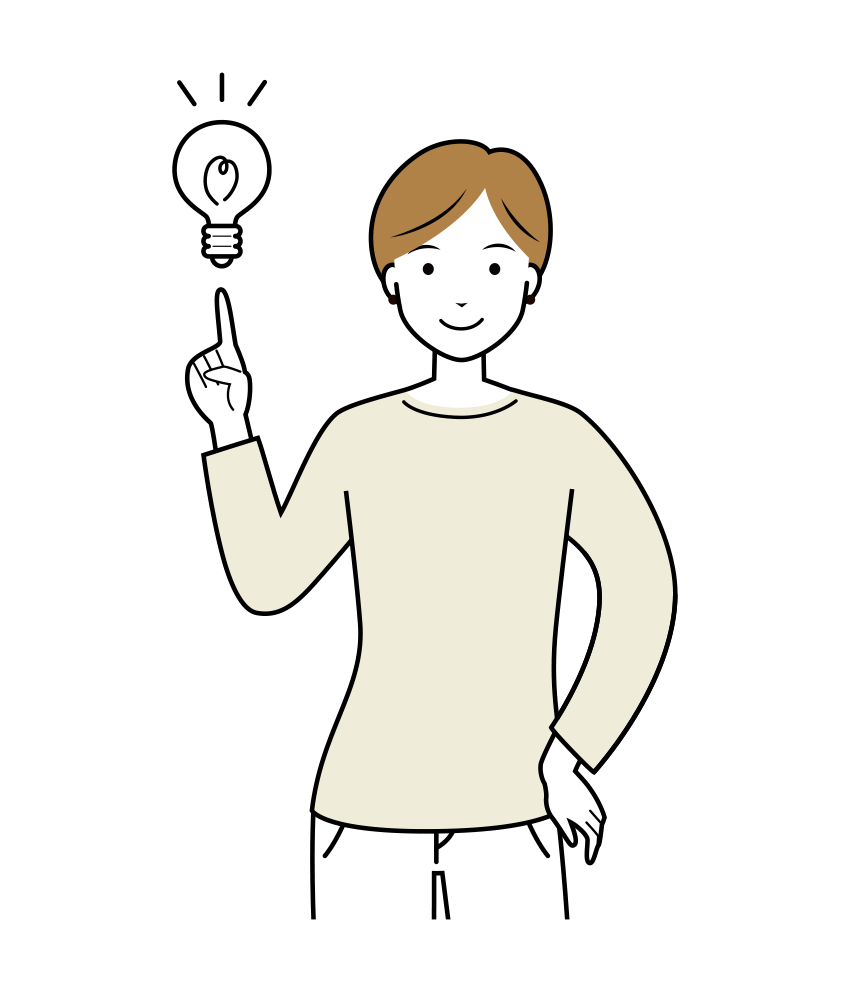 ひらめきをする女性のイラスト-上半身
