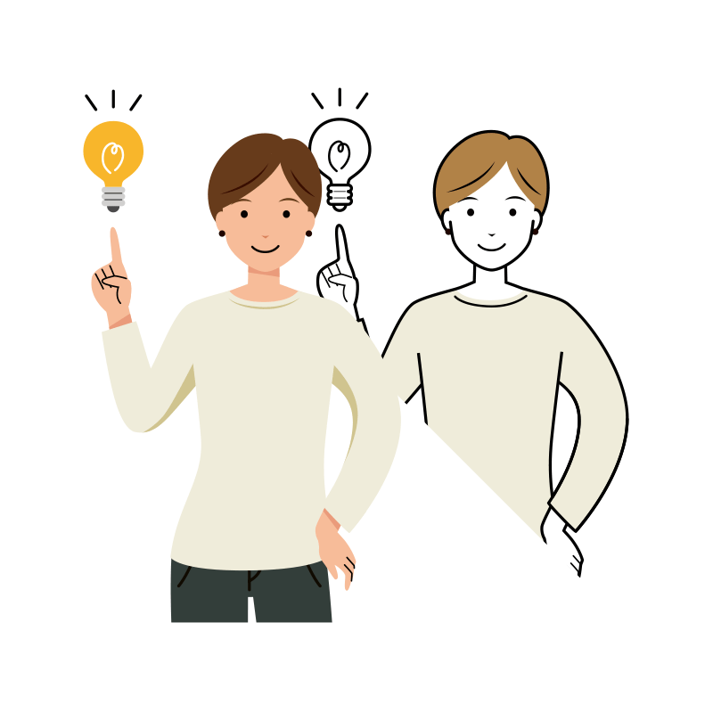 ひらめきをする女性のイラスト-上半身