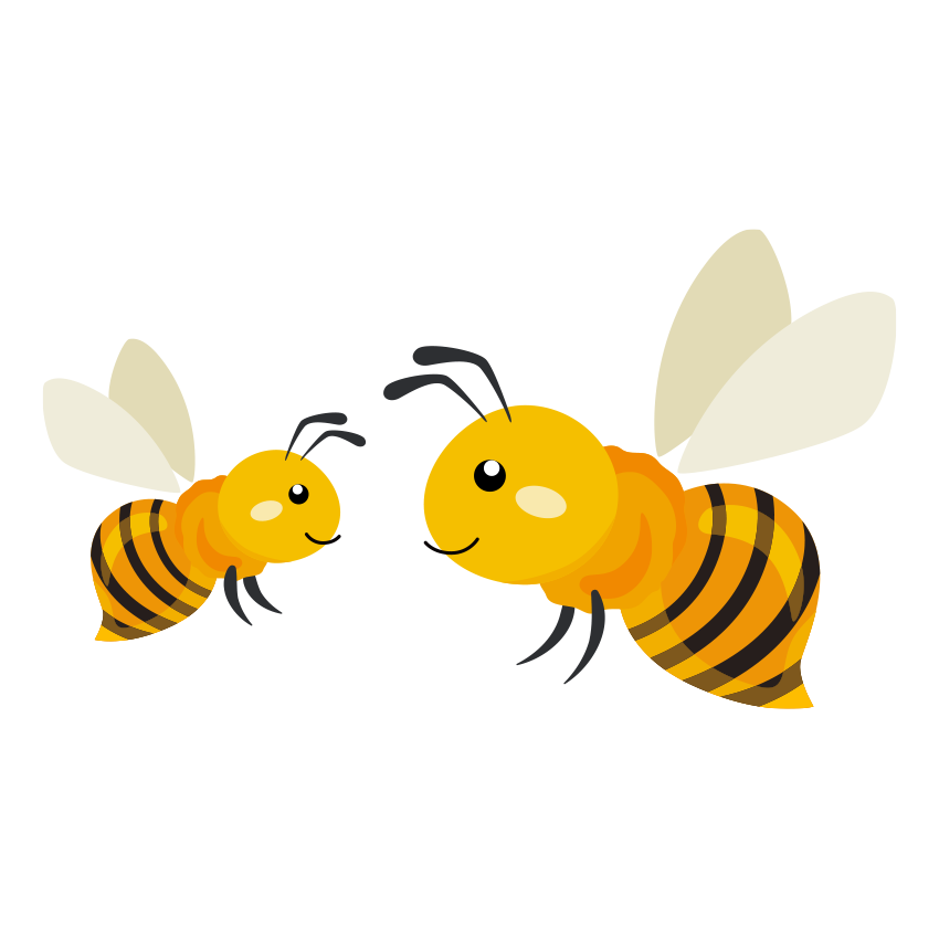 ２匹のかわいいミツバチのイラスト