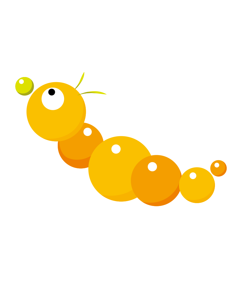 オレンジ色の芋虫のイラスト