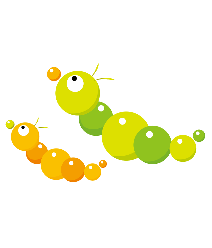 2匹のかわいい芋虫のイラスト