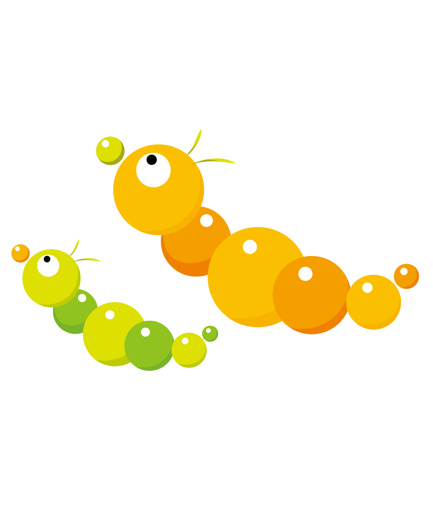オレンジと緑の芋虫のイラスト