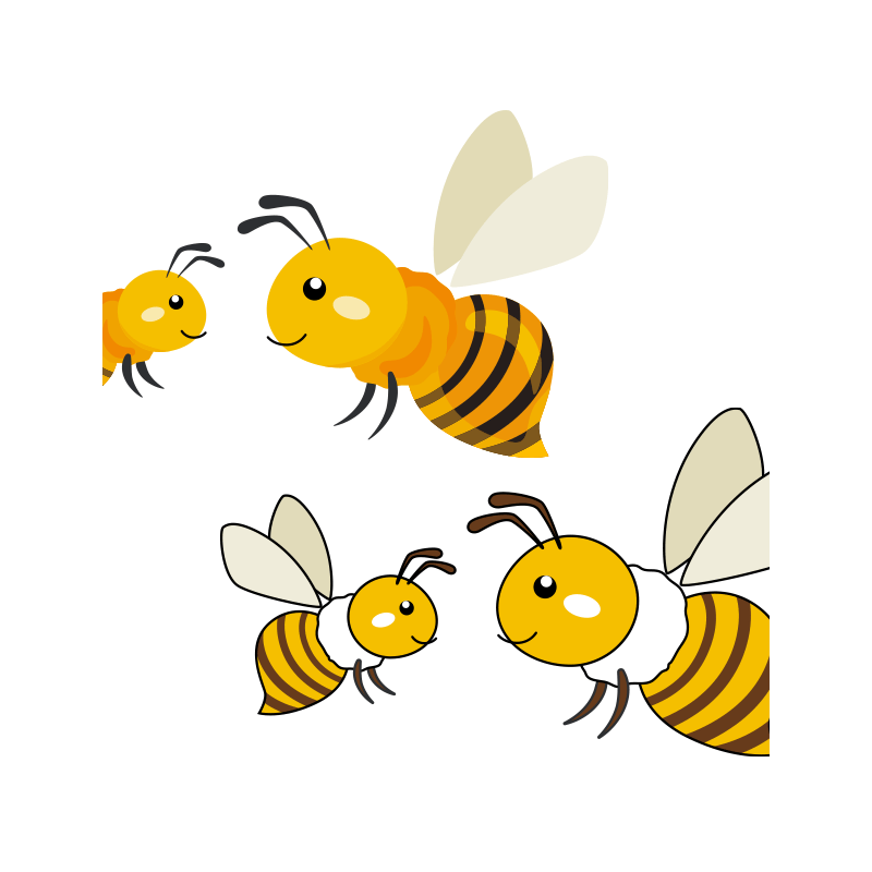 ２匹のかわいいミツバチのイラスト
