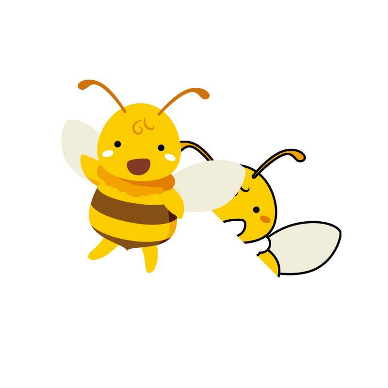 楽しそうに遊んでいるハチのイラスト