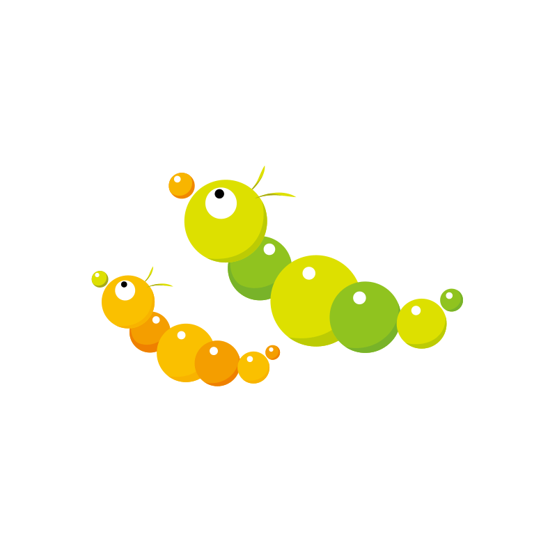 ２匹のかわいい芋虫のイラスト