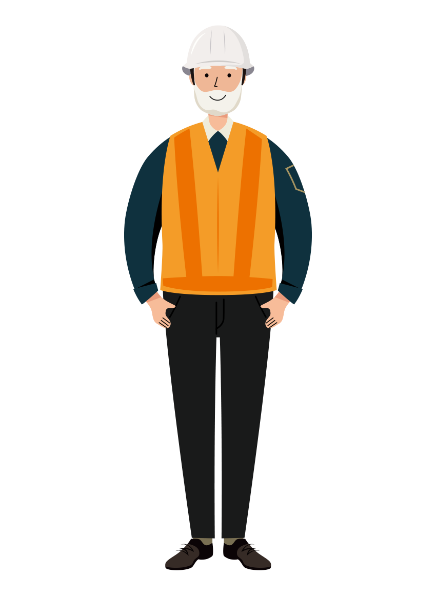 交通誘導員のイラスト-年配者