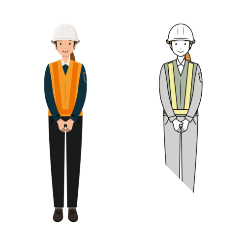 交通誘導員のイラスト-女性