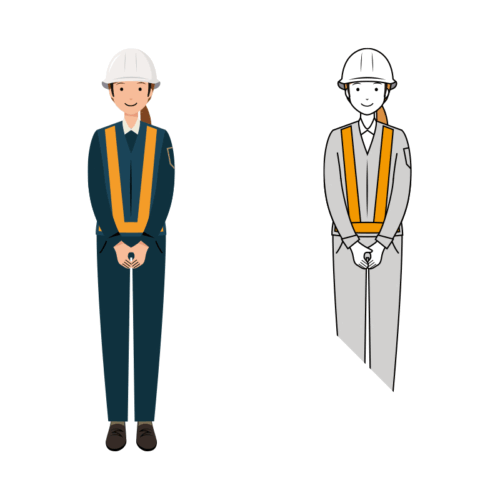 紺の制服を着た交通誘導員のイラスト-女性