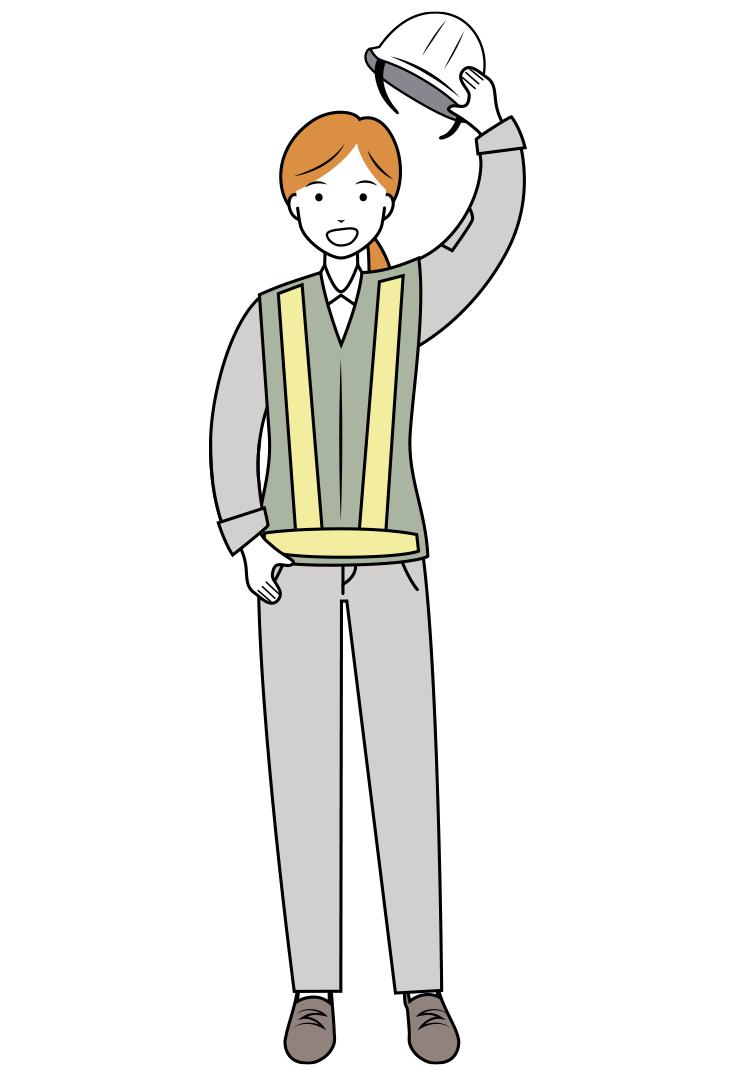 笑顔で挨拶をする交通誘導員のイラスト-女性