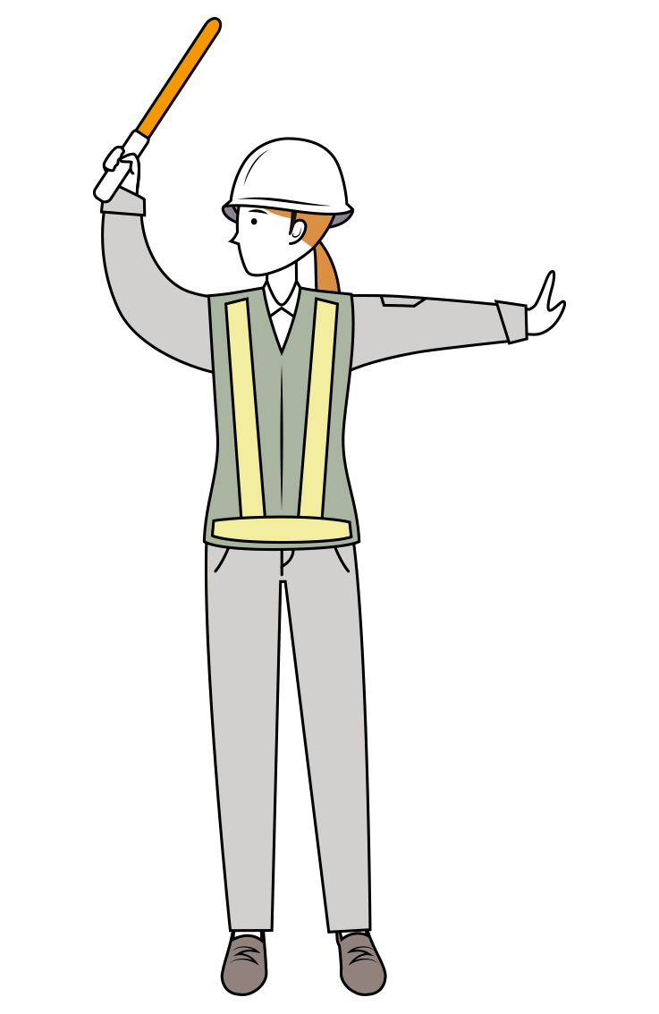 交通整理をする交通誘導員のイラスト-女性