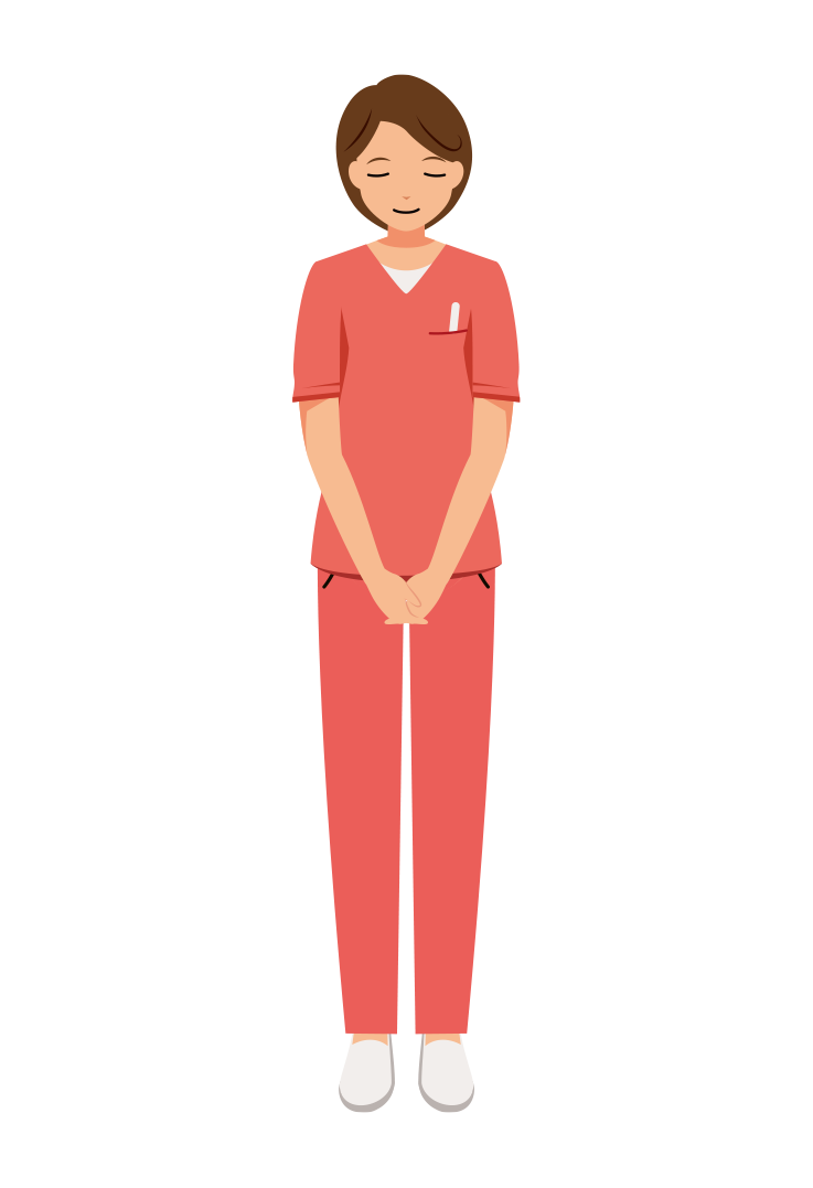 歯科衛生士 イラスト - 看護師・女性・ピンクスクラブ・お辞儀