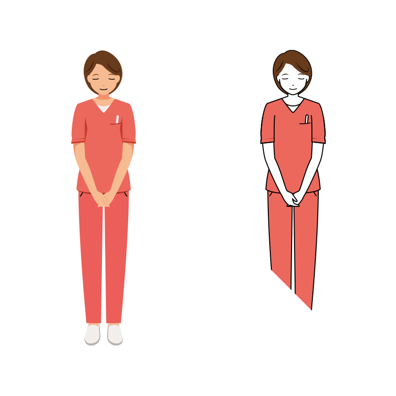 歯科衛生士 イラスト - 看護師・女性・ピンクスクラブ・お辞儀