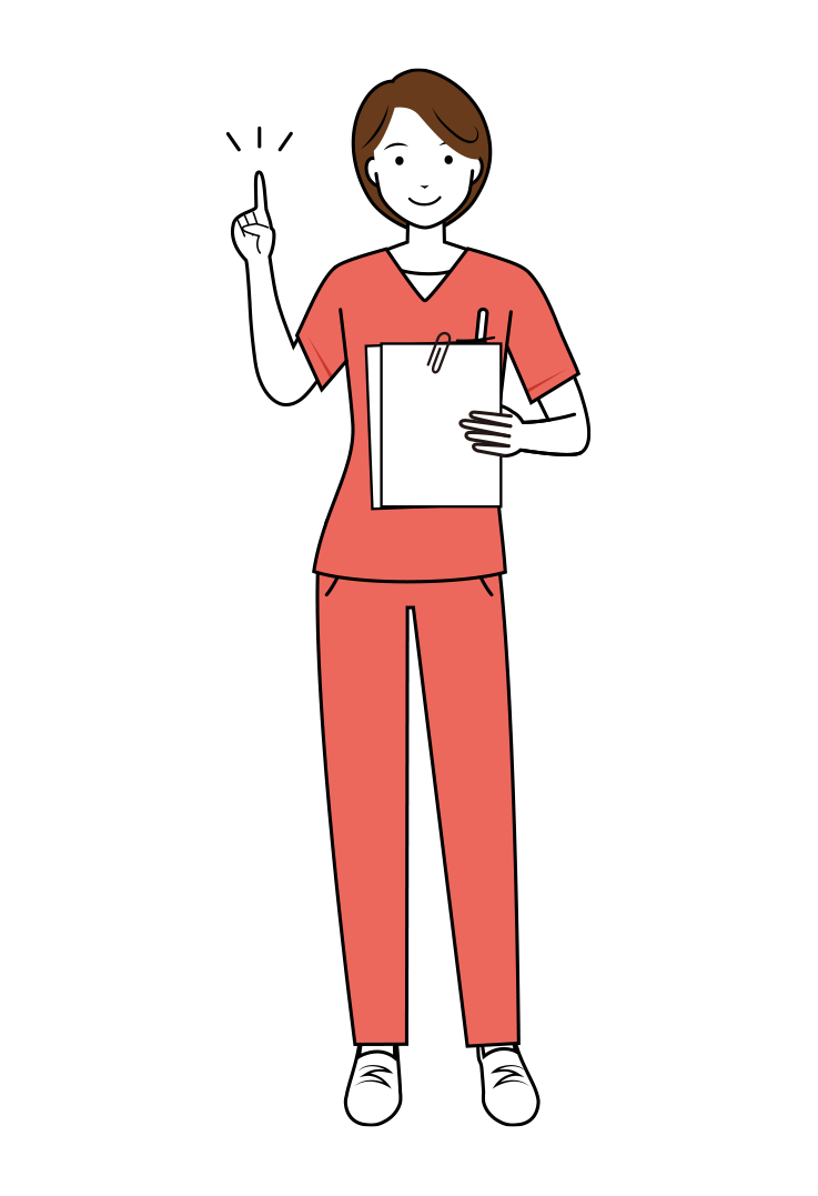 歯科衛生士 イラスト - 看護師・女性・ピンクスクラブ・説明・線画