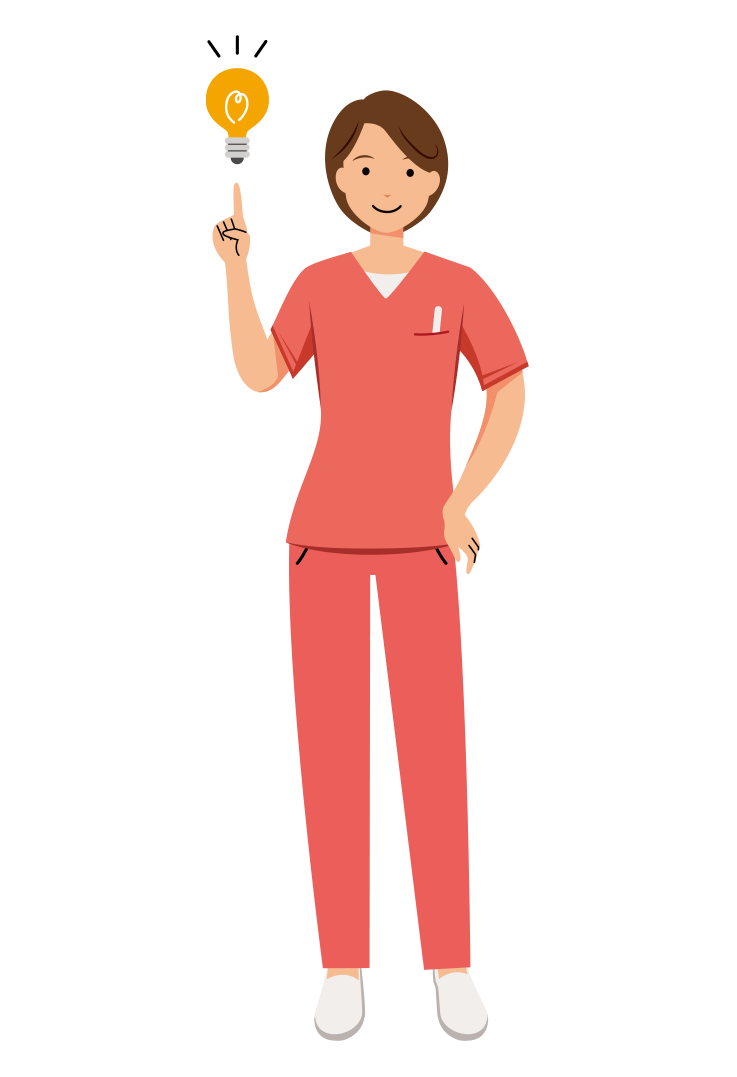 歯科衛生士 イラスト - 看護師・女性・ピンクスクラブ・ひらめき・塗り