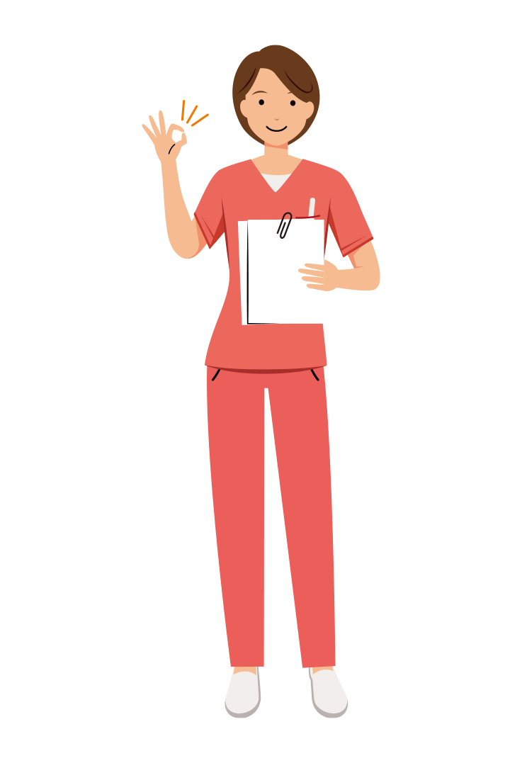 歯科衛生士 イラスト - 看護師・女性・ピンクスクラブ・OKサイン・塗り