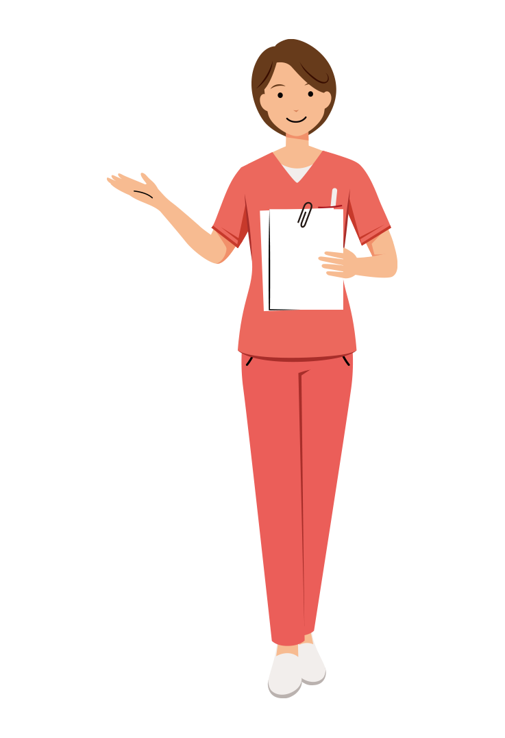 歯科衛生士 イラスト - 看護師・女性・案内・カルテ・ピンクスクラブ・塗り