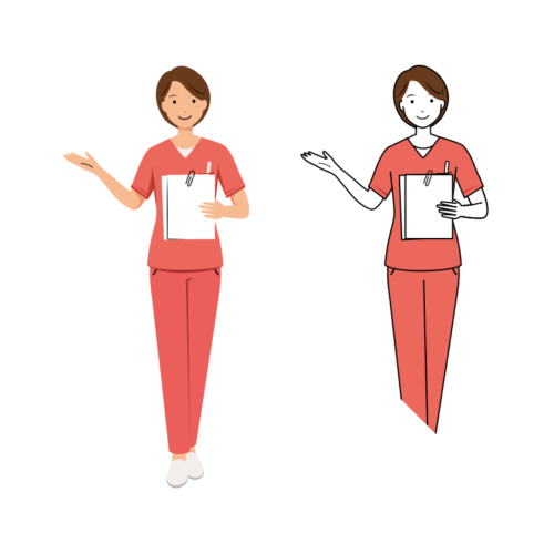 歯科衛生士 イラスト - 看護師・女性・案内・カルテ・ピンクスクラブ