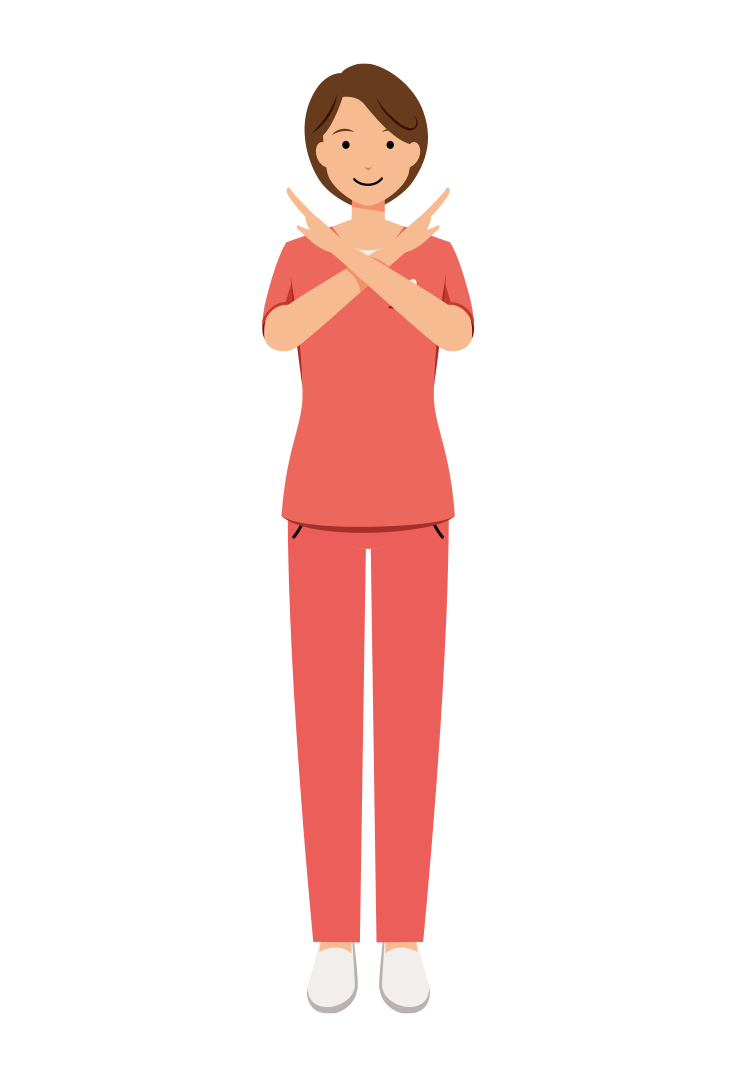 歯科衛生士 イラスト - 看護師・女性・バツサイン・ピンクスクラブ・塗り