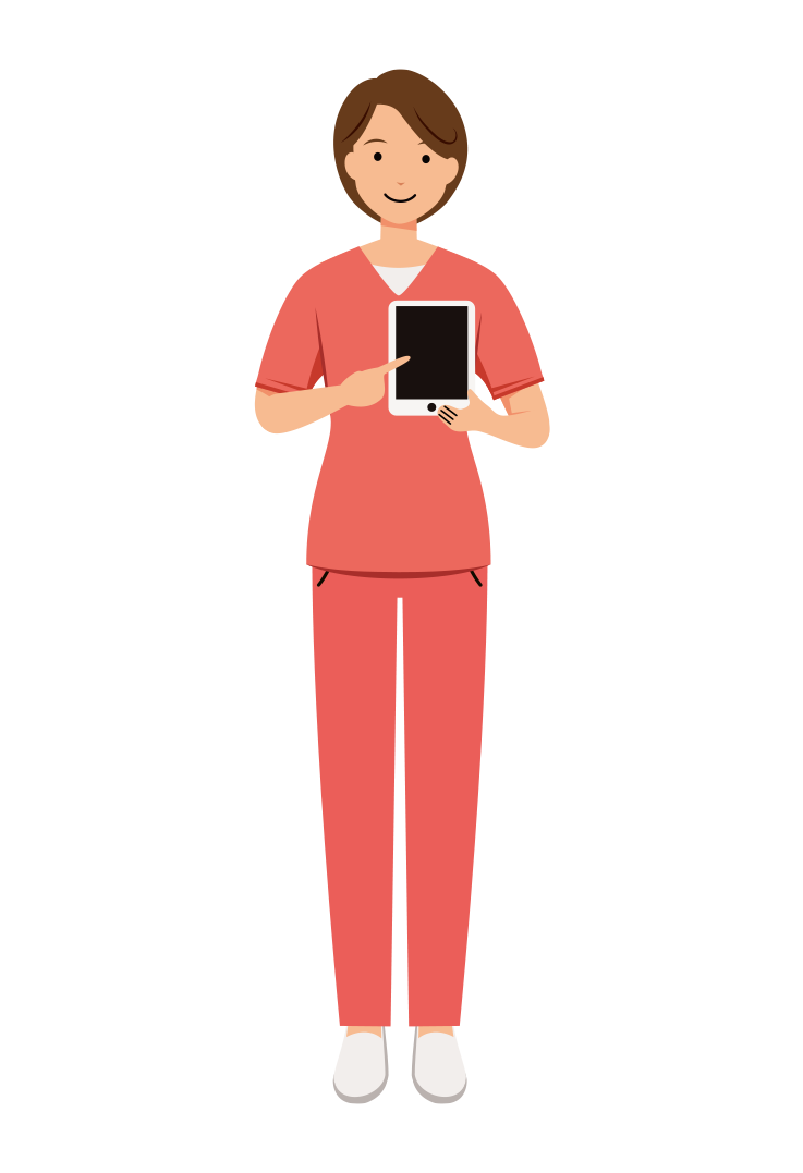 歯科衛生士 イラスト - 看護師・女性・業務用タブレット・ピンクスクラブ・塗り