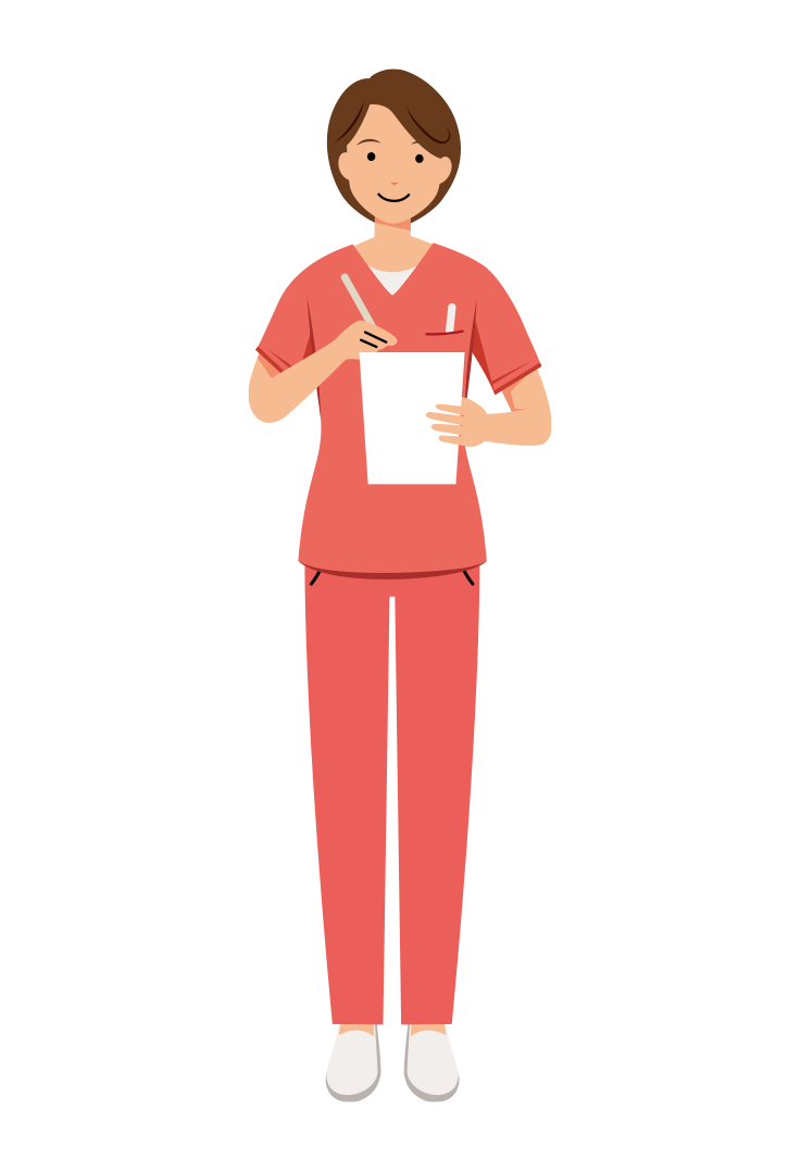 歯科衛生士 イラスト - 看護師・女性・メモ・ピンクスクラブ・塗り