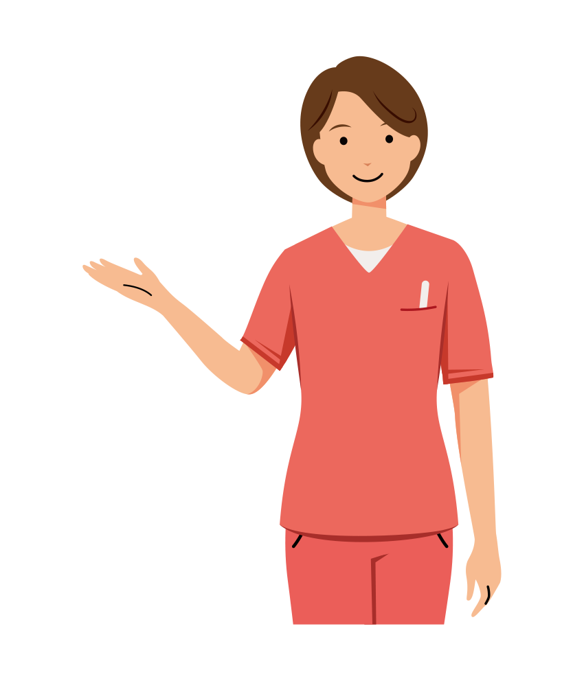 歯科衛生士 イラスト - 看護師・女性・ピンクスクラブ・案内・上半身・塗り