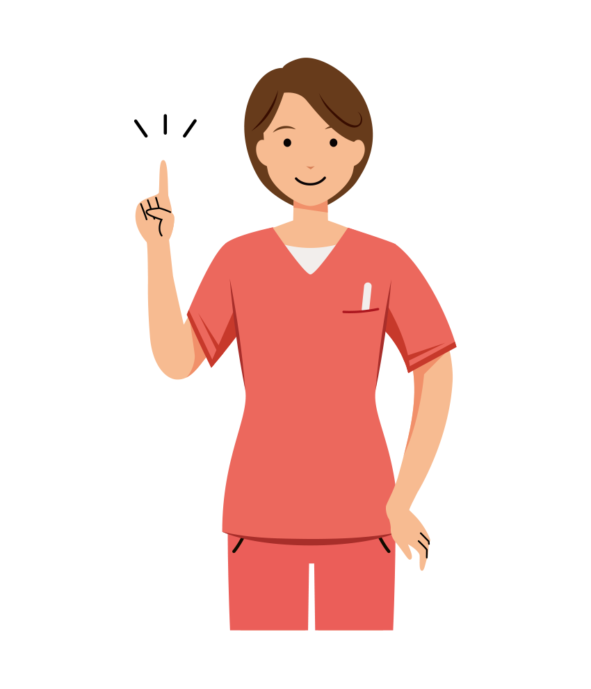 歯科衛生士 イラスト - 看護師・女性・ピンクスクラブ・アドバイス・上半身・塗り