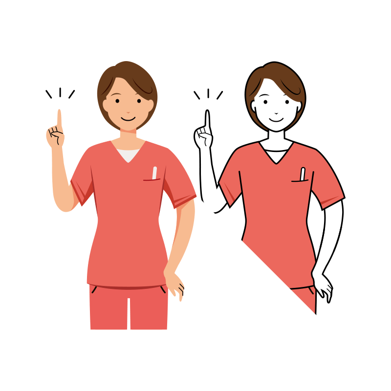 歯科衛生士 イラスト - 看護師・女性・ピンクスクラブ・アドバイス・上半身